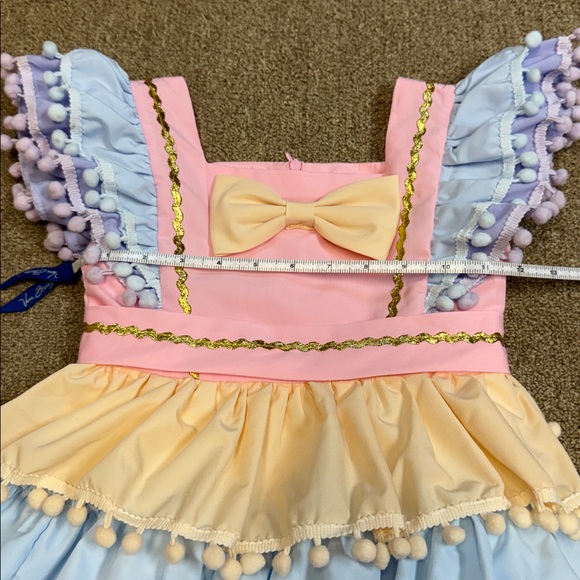 Trish Scully: Girls Pom Pom Dress, Pink / Blue/ Yellow / Purple, Size 5 - Picture 4 of 11